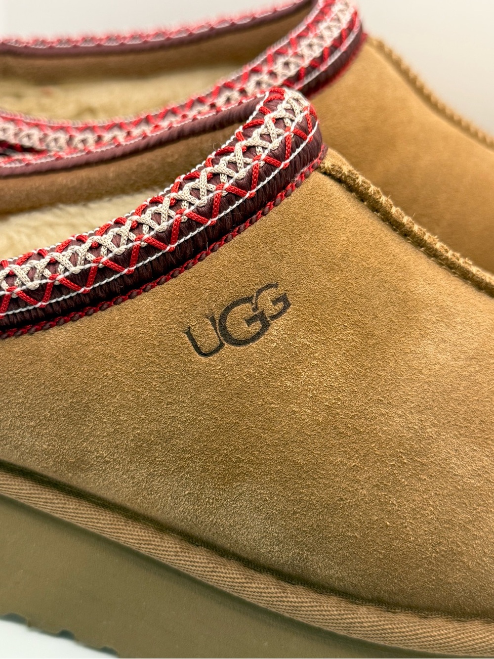 UGG Women’s Tazz II Shearling Slip-On Slipper Braid Trim Color:Chestnut Size: 9 - Picture 3 of 13